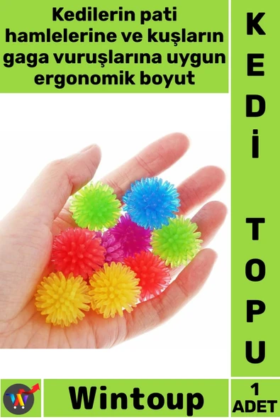 #KediTopu Dayanıklı Renkli Eğlenceli Hareketli Isırmaya Karşı Dirençli Kedi Kuş Şık Mini Oyun Topu ürün görseli 1