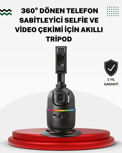 Sosyal Medya İçerikleri İçin Otomatik Yüz Takipli 360° Döner Gimbal Stand ürün görseli 1