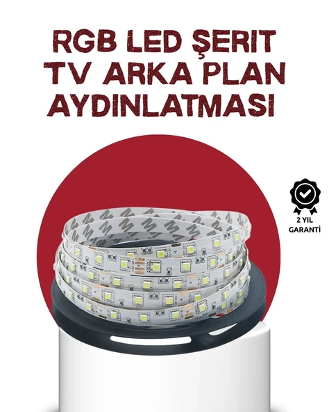 Kendinden Yapışkanlı LED Şerit Televizyon Aydınlatması 2mt ürün görseli 1