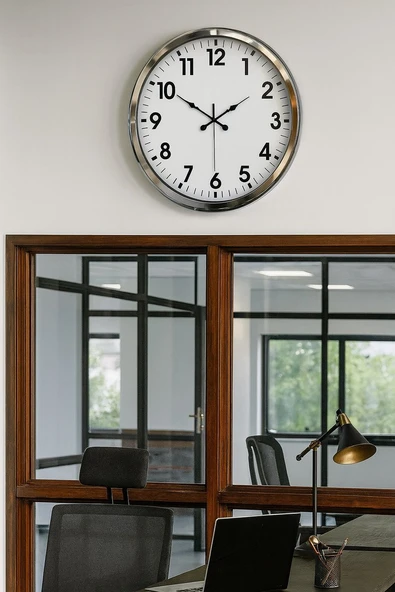 Zentime Krom Şıklık 52 Cm Metal Modern Duvar Saati ürün görseli 1