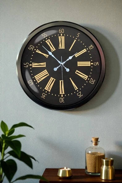 Zentime 52 Cm Siyah Modern Duvar Saati ürün görseli 1