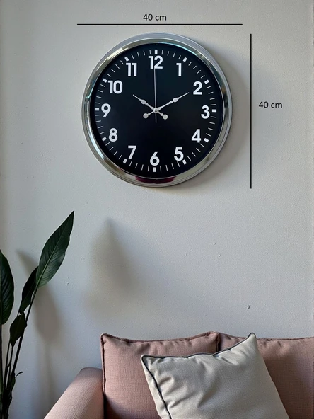Zentime 40 Cm Krom Şık Duvar Saati - Resim 5