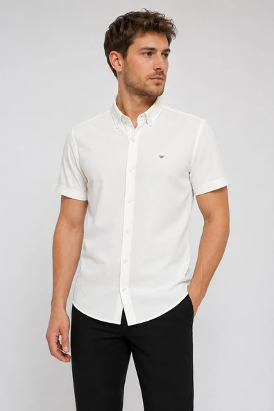 Reeport Likralı Kısa Kol Slim Fit Erkek Gömlek - 7741 ürün görseli 1