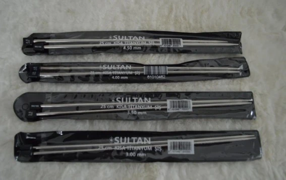 Kısa Titanyum Şiş 25cm 3 no 3,5 no 4 no 4,5 no 1’er çift ürün görseli 1
