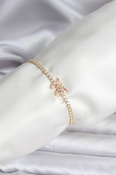 Kelebek Model Zirkon Taşlı Gold Renk Pirinç Su Yolu Kadın BileklikEB-53-vice/(1395) 3429 ürün görseli 1
