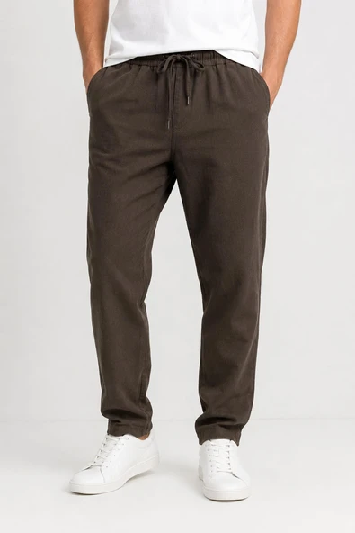 Keten Erkek Beli Bağlamalı Casual Jogger Pantolon 7734 ürün görseli 1