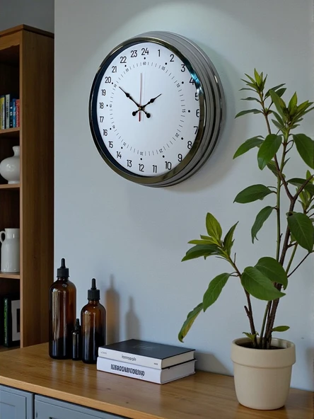 Zentime 40 Cm Krom Şık Duvar Saati - Resim 4