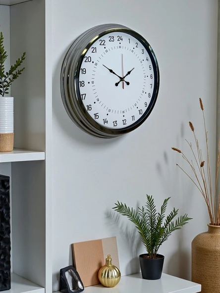 Zentime 40 Cm Krom Şık Duvar Saati - Resim 3