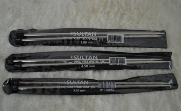 Kısa Titanyum Şiş 25cm 3,5 no 4 no 4,5 no 5 no 1’er çift ürün görseli 1