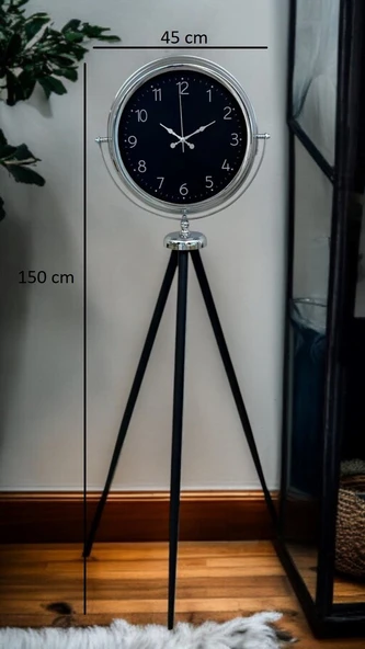 Krom Zarif Tripod Ayaklı Saat - Resim 5