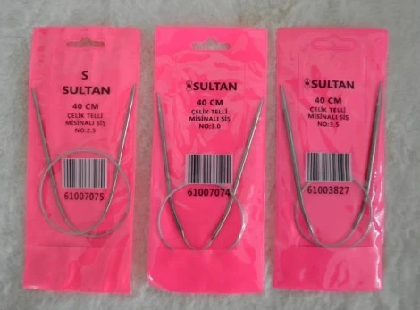 Çelik Telli Misinalı Şiş 40 cm 2,5 no 3 no 3,5 no 1’er adet ürün görseli 1