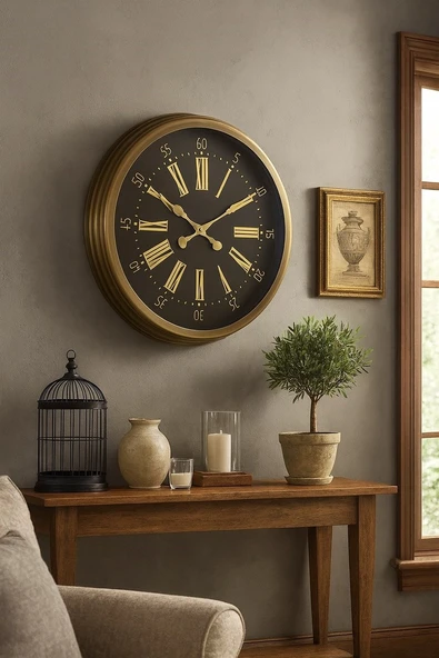 Zentime 60 Cm Eskitme Vintage Duvar Saati ürün görseli 1