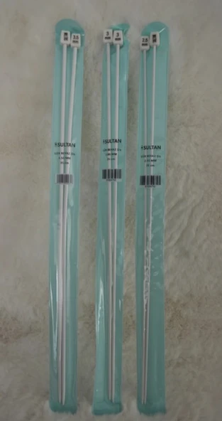 Lüx Beyaz Şiş 35 cm 2,5 no 3 no 3,5 no 1’er çift ürün görseli 1