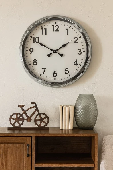 Zentime 60 Cm Krom Zarif Duvar Saati ürün görseli 1
