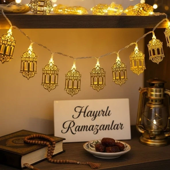 10 Adet Sarkıtlı Ramazan Fenerli LED Işık – Pilli 2 Metre Ramazan Süsü, İslami Dekorasyon, Ev ve Mekanlar İçin Dekoratif Ortam Aydınlatması ürün görseli 1
