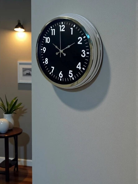 Zentime 40 Cm Krom Şık Duvar Saati - Resim 4
