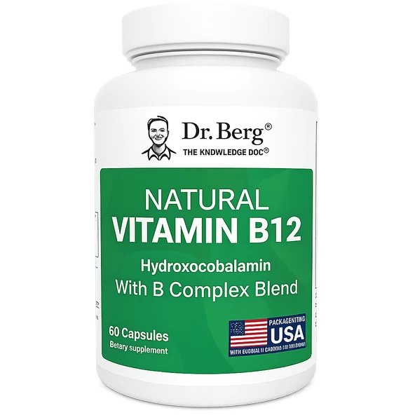 Dr.Berg Natural Vitamin B12 Hydroxocobalamin with B Complex 60 Kapsül ürün görseli 1