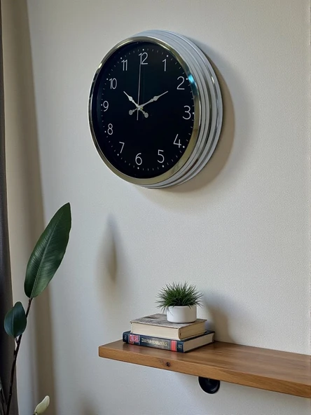 Zentime 40 Cm Krom Şık Duvar Saati - Resim 4