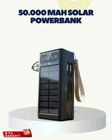 LED Aydınlatmalı Güneş Panelli Powerbank Seyahat ve Kamp İçin ürün görseli 1