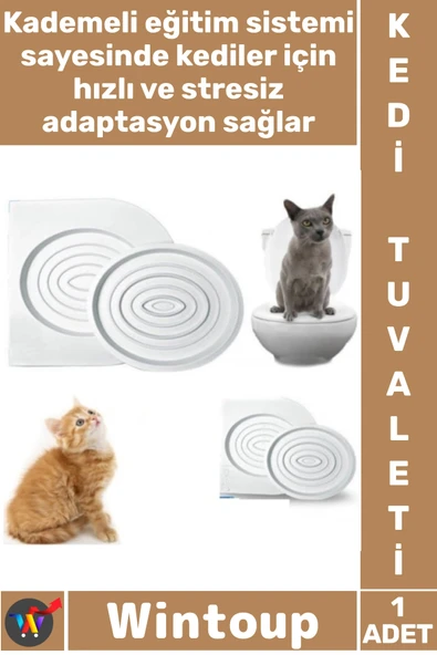 #KediTuvaleti Hijyenik Pratik Modern Evcil Hayvan Eğitim Seti Aparatı Kaliteli Klozet Kedi Tuvaleti ürün görseli 1