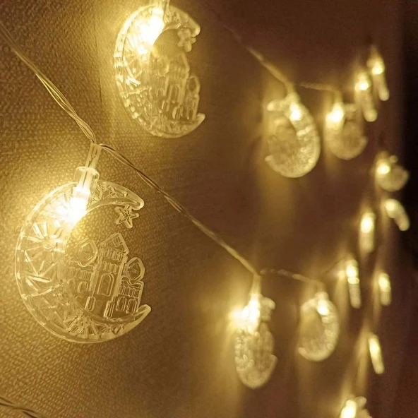 Hilal ve Cami Şekilli 3.5 Metre USB LED Işık – 20 LED’li Dekoratif Ramazan Dekorasyonu ve Ortam Aydınlatması ürün görseli 1