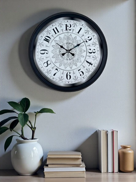 Zentime Şaheser Tasarım Zarif Desenli 40 cm Metal Duvar Saati ürün görseli 1