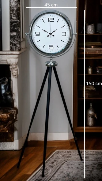 Krom Sade & Şık Tripod Ayaklı Saat - Resim 5