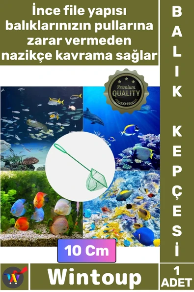 #AkvaryumKepçesi Profesyonel Kaliteli Dayanıklı İnce Fileli Akvarist Akvaryum Balık Kepçesi 10 Cm ürün görseli 1