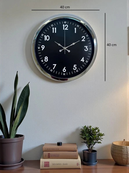 Zentime 40 Cm Krom Şık Duvar Saati - Resim 5