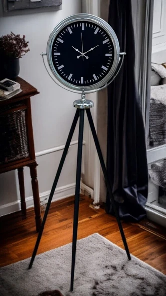 Krom Prime Modern Tripod Ayaklı Saat - Resim 3