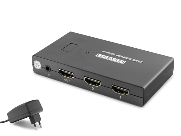 Hdmi Usb Kvm Switch 2 Port Hdmi 4 Port Usb Dahili Kablolu - Siyah HDX1373 ürün görseli 1