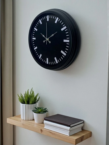 Black Baseline 40 Cm Metal Duvar Saati - Resim 4