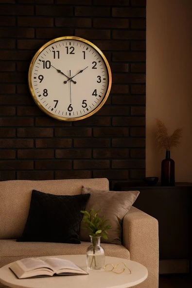 Zentime Gold Standart 52 Cm Metal Zarif Duvar Saati ürün görseli 1