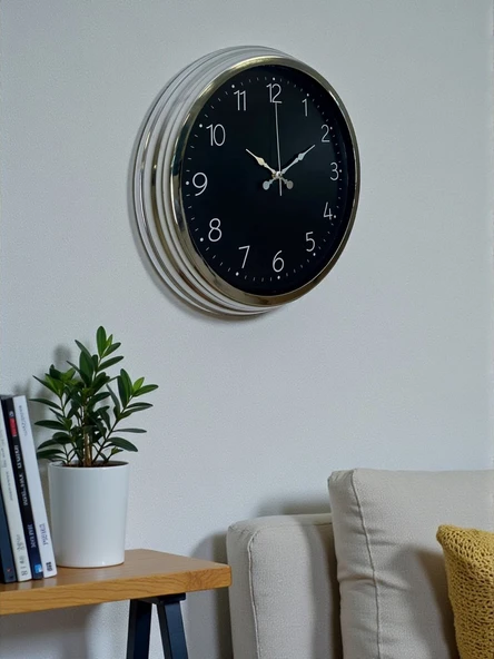 Zentime 40 Cm Krom Şık Duvar Saati - Resim 3