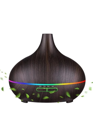 SONX Aroma Difüzörü Gece Işığı 7 Led Hava Nemlendirici Kumandalı Buhar Makinesi 500 ml (koyu kahverengi) ürün görseli 1