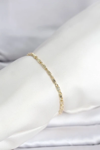 CM 14K Gold Renk Burgu Zincirli Model Kadın Bileklik ürün görseli 1