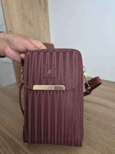 Bordo Ribana Deri Çapraz Çanta ürün görseli 1