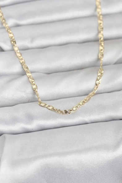 CM 14K Gold Renk Lazer Zincirli Model 60 cm Kadın Kolye ürün görseli 1
