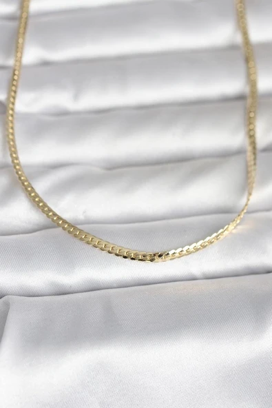 CM 14K Gold Renk Yassı Zincir Model 45 cm Kadın Kolye ürün görseli 1
