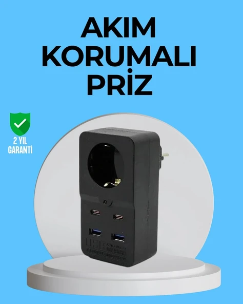 Termal Korumalı Priz Otomatik Çocuk Kilidi 4 USB Type C ürün görseli 1
