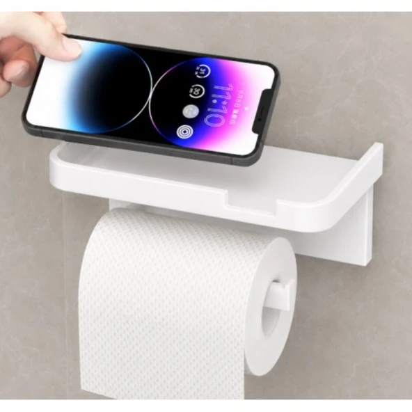 Tuvalet Kağıdı Askılığı - Raflı ve Yapışkanlı - Matkapsız Banyo Aksesuarı ürün görseli 1