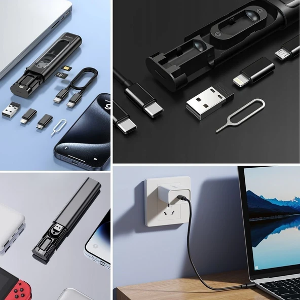 Cep Tipi 60W Bas Aç Type-C,İphone Şarj,Micro USB Hızlı Şarj Data Kablo Seti - Resim 2