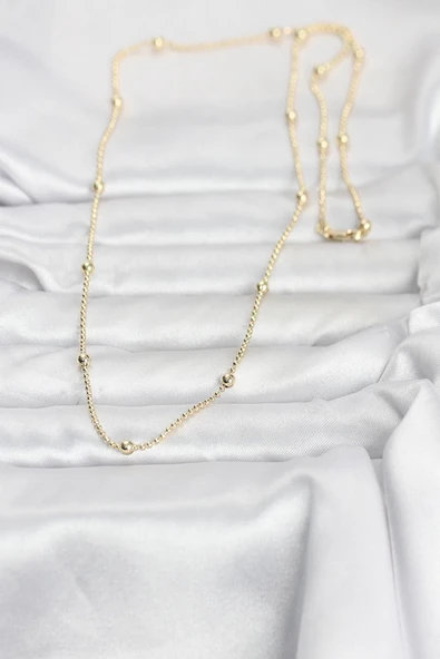 CM 14K Gold Renk Top Zincir 60 cm Kadın Kolye ürün görseli 1