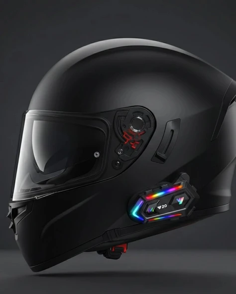 Yeni Nesil Bluetooth 5.3 Motosiklet Intercom RGB Işıklı 1000m Mesafeli ürün görseli 1