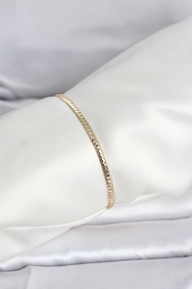 CM 14K Gold Renk Yassı Zincir Model Kadın Bileklik ürün görseli 1