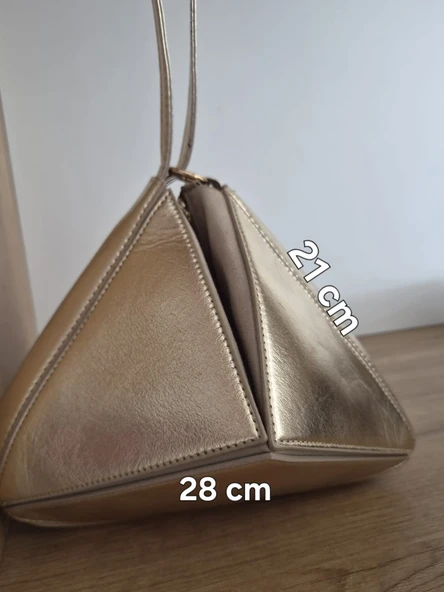 Şampanya Geometrik El Çantası - Resim 5
