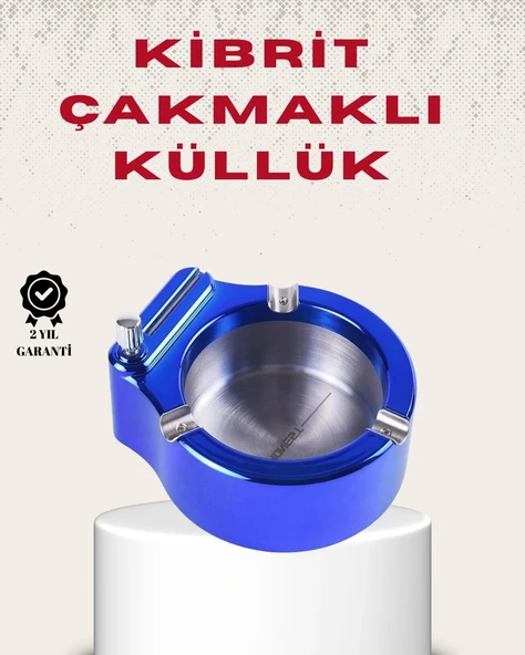 Metal Küllük ve Çakmak Seti Yuvarlak Modern Tasarım ürün görseli 1
