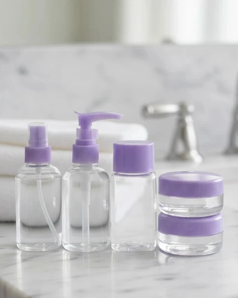 Seyahat İçin 5’li Şeffaf Kozmetik Şişe Seti 30 ml ürün görseli 1