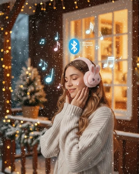 Şarjlı Kablosuz Tavşan Tasarımlı Bluetooth Kulaklık TF Kart Girişli ürün görseli 1