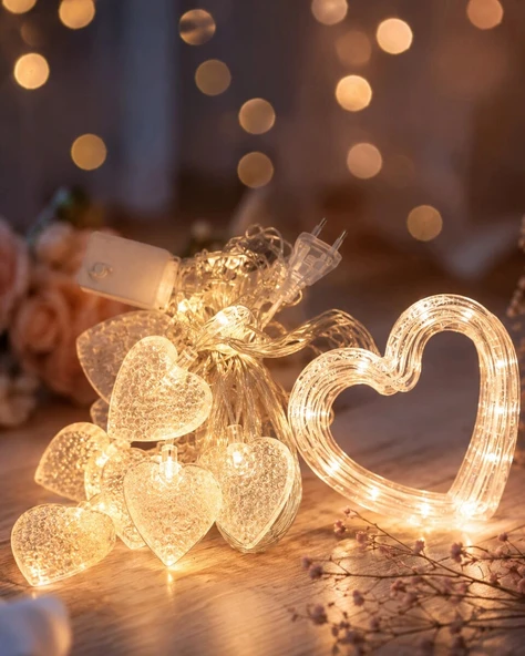 LED Kalp Neon Lamba Dekoratif Romantik Gece ve Ortam Işığı ürün görseli 1